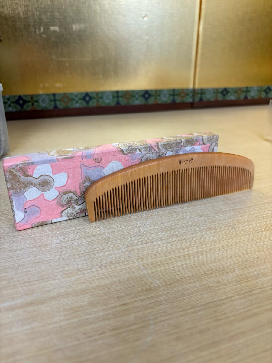 河m〒862 本つげ櫛 未使用 とき櫛 木製 和装小物 箱付き 日本髪 和装小物 木製くし レトロ くし
