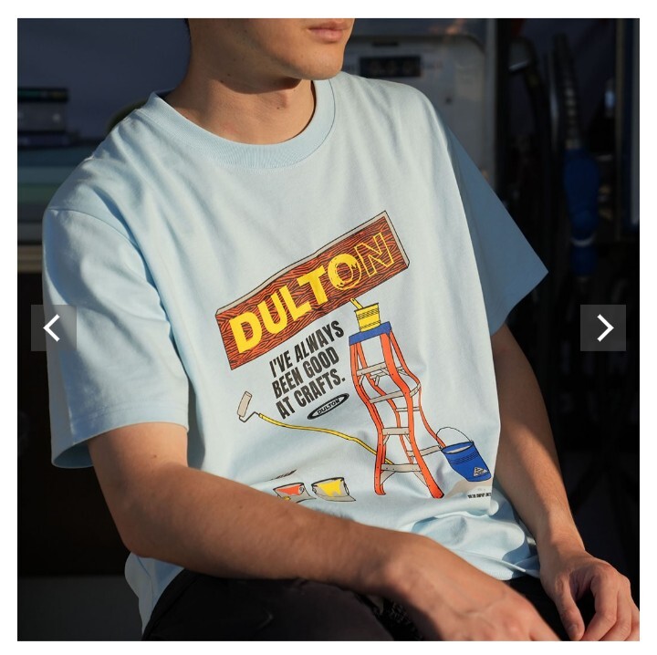 未使用 DULTON Tシャツ ペンキ塗り ライトブルー 新品 半袖 綿100% Lサイズ ペンキ 塗装 作業着 ダルトン アメカジ ロゴ 