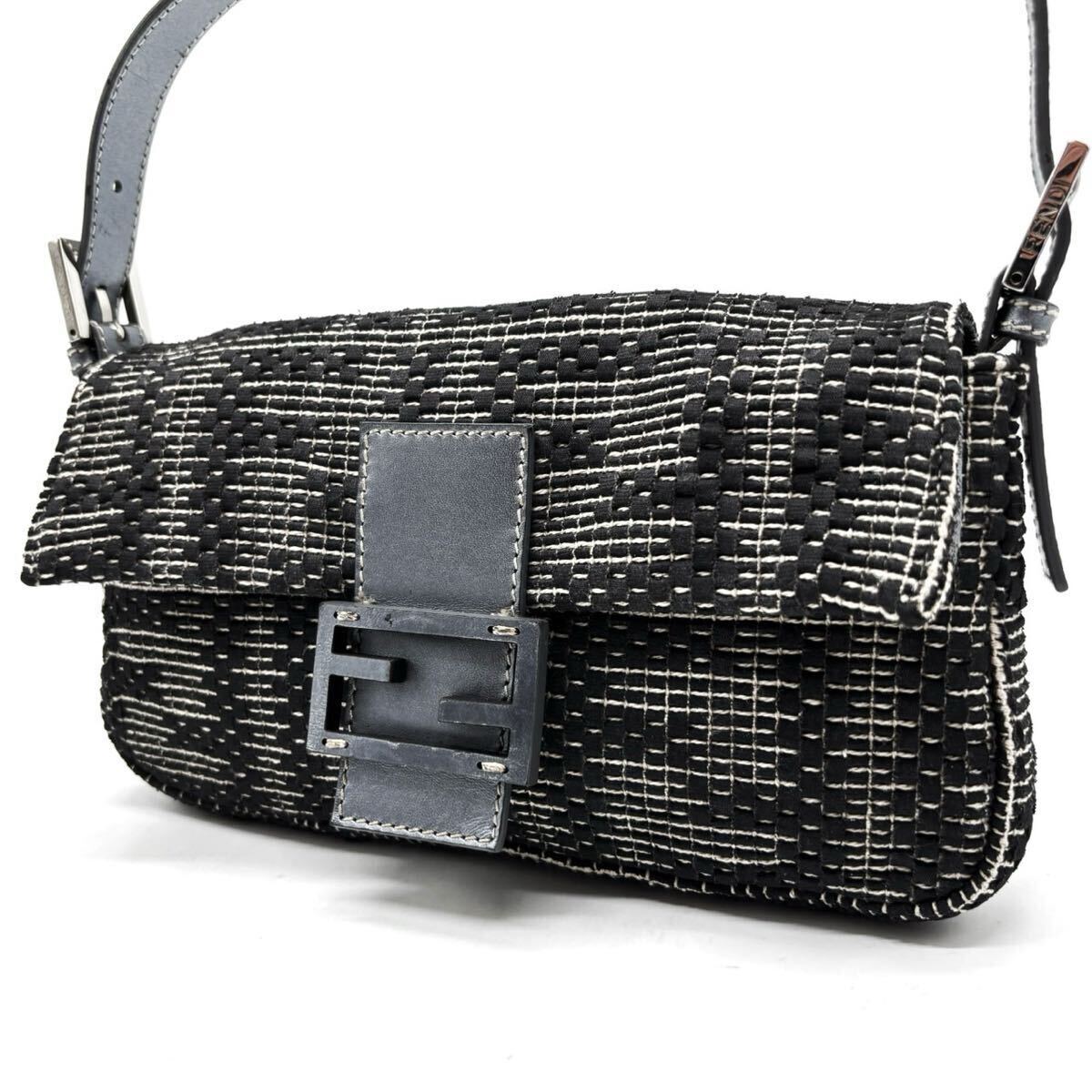 1円【人気】FENDI フェンディ ズッカ柄 マンマバケット ハンドバッグ ショルダー アクセサリーポーチ キャンバス レザー FF金具 グレー