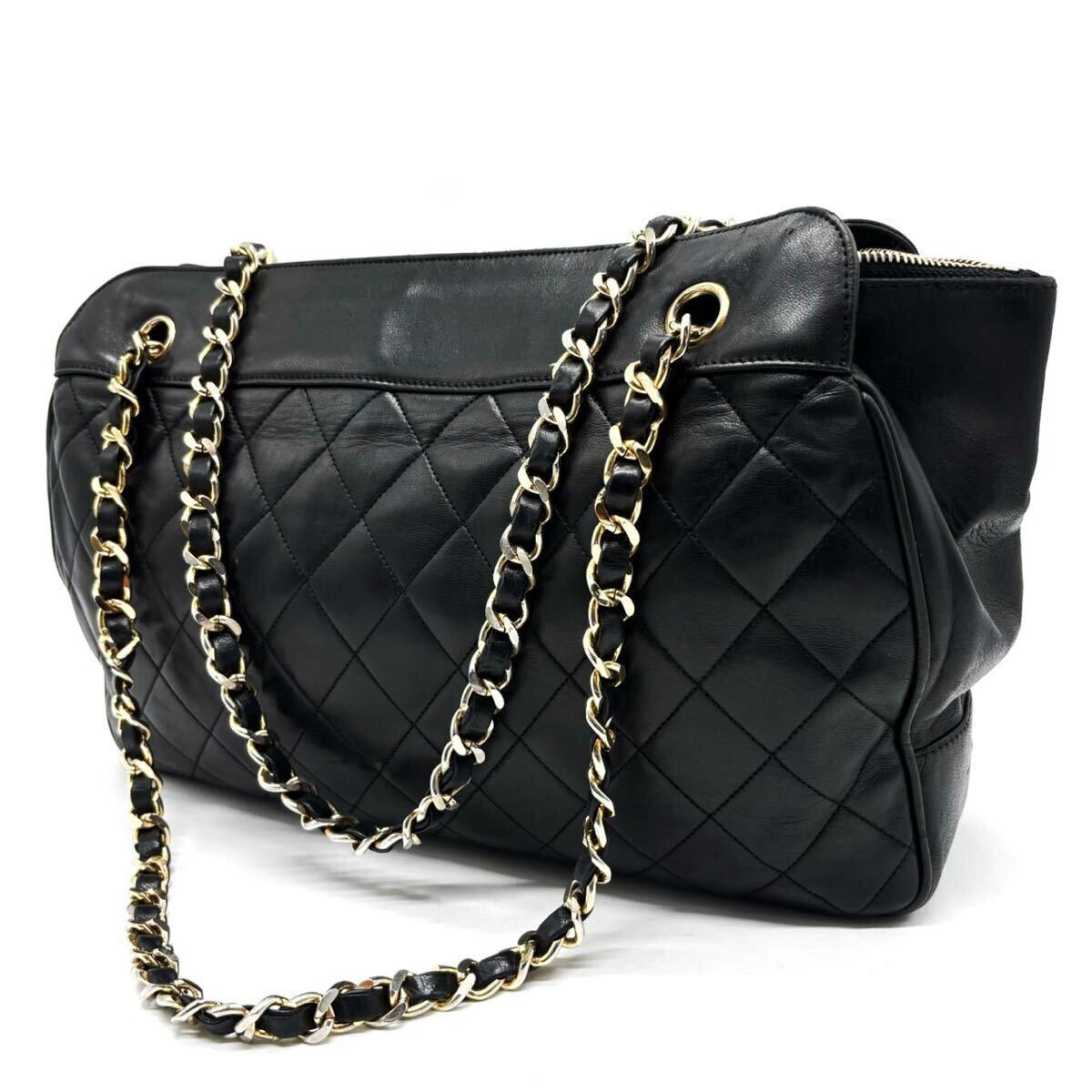 【最高級品】CHANEL シャネル ココマーク ラムスキン チェーンショルダーバッグ キルティング ゴールド金具 ブラック 黒 男女兼用