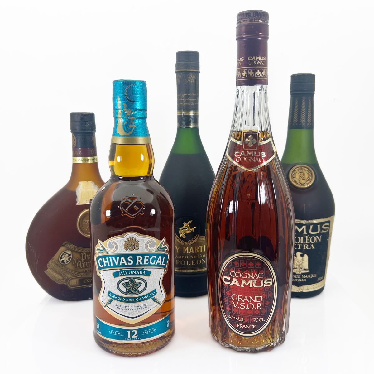 1円スタート★古酒5本まとめ CAMUS NAPOLEON EXTRA GRAND VSOP REMY MARTIN CHIVAS REGAL 12年 Prince d’Armagnac★ 260823-02