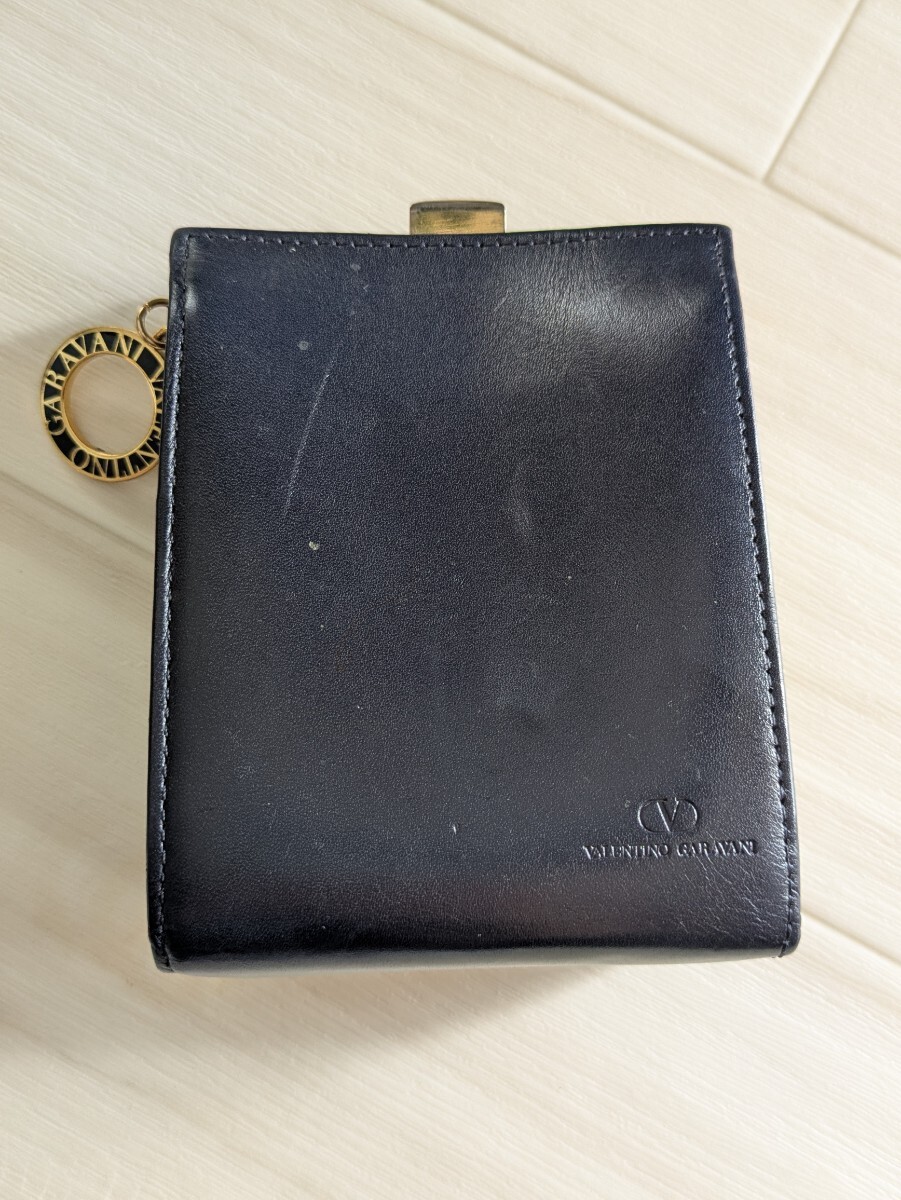 ☆Valentino Garavani☆がま口ポーチ☆チャーム付き☆ネイビー☆中古品☆札幌☆北海道☆