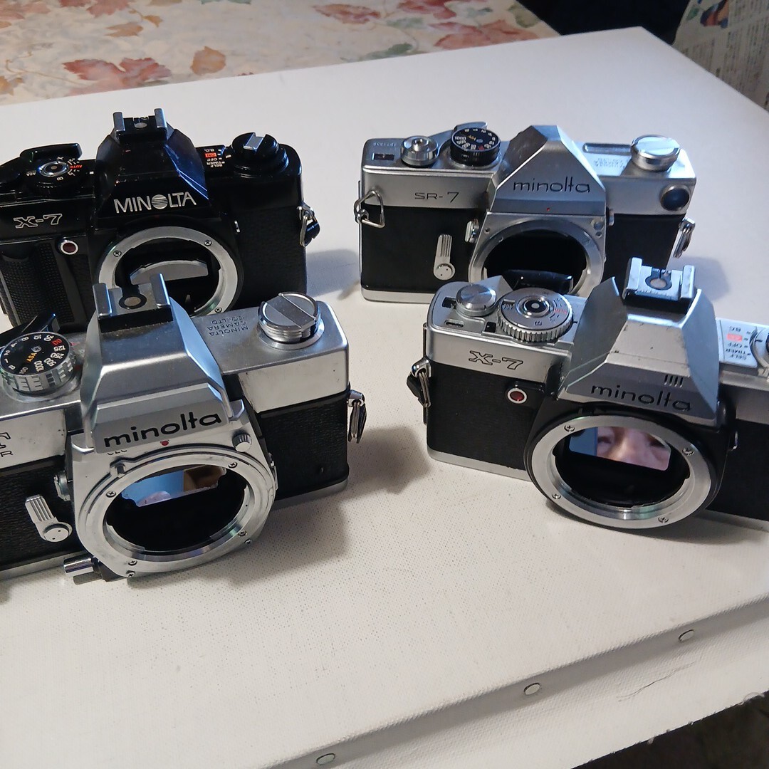 D170 Minolta ミノルタ　一眼レフ　フィルムカメラ　　SRT SR-7 X-7 4台　動作未確認　ジャンク扱いにて