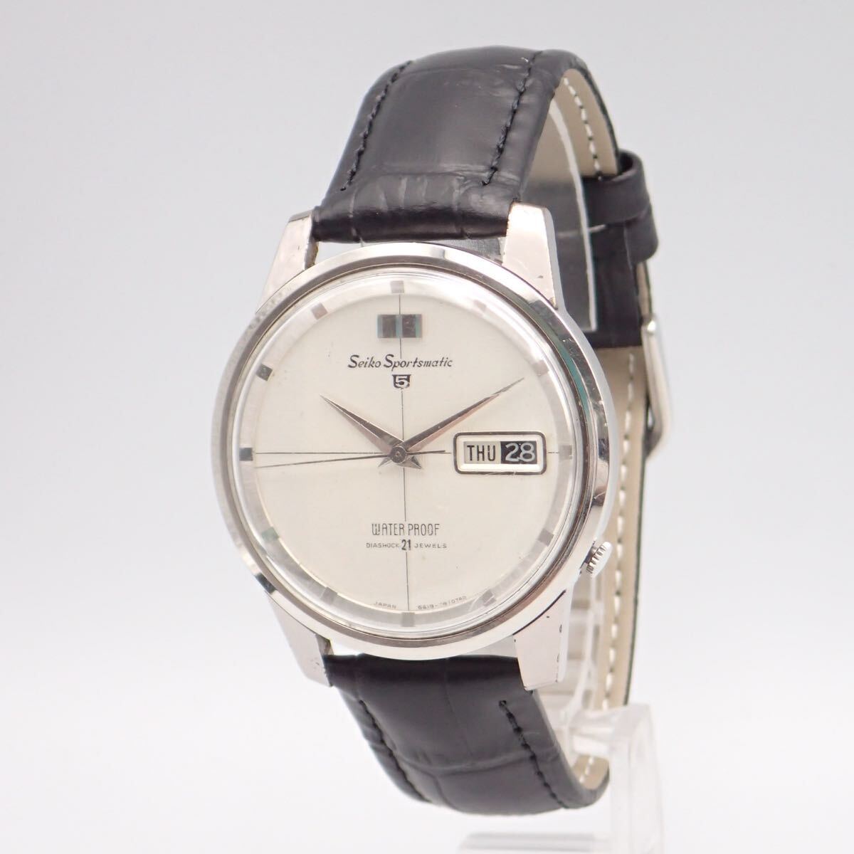 か07193 セイコー SEIKO スポーツマチック5 6619-8970 21石 自動巻 ホワイト文字盤 イルカ メンズ 腕時計