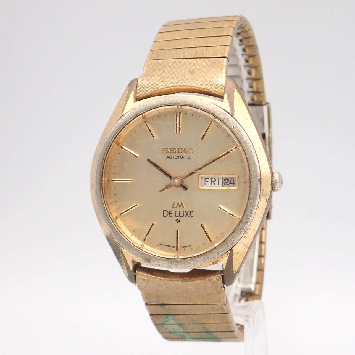 か07185 セイコー SEIKO LM デラックス 5626-8140 自動巻 ゴールド文字盤 メンズ 腕時計