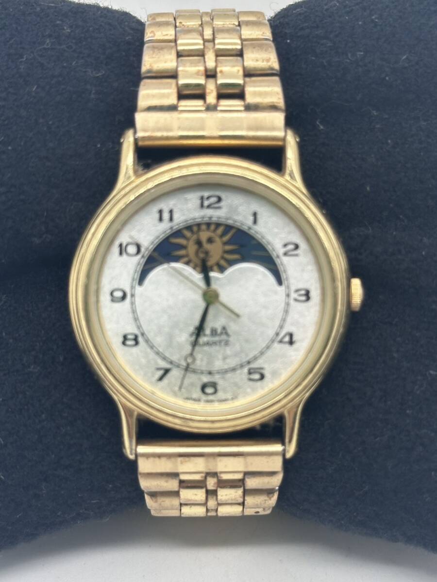 B16473 SEIKO ALBA アルバ V535-6B10 サン＆ムーン クォーツ レディース 腕時計