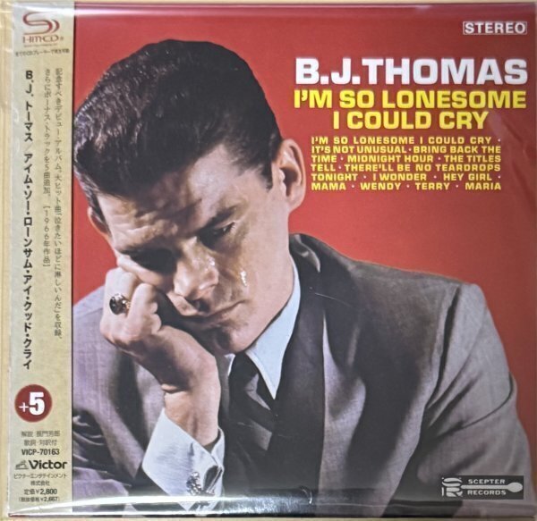 B.J. Thomas I'm So Lonesome I Could Cry 紙ジャケ VICP-70163 アイム・ソー・ローンサム・アイ・クッド・クライ＋5 SHM-CD紙ジャケット