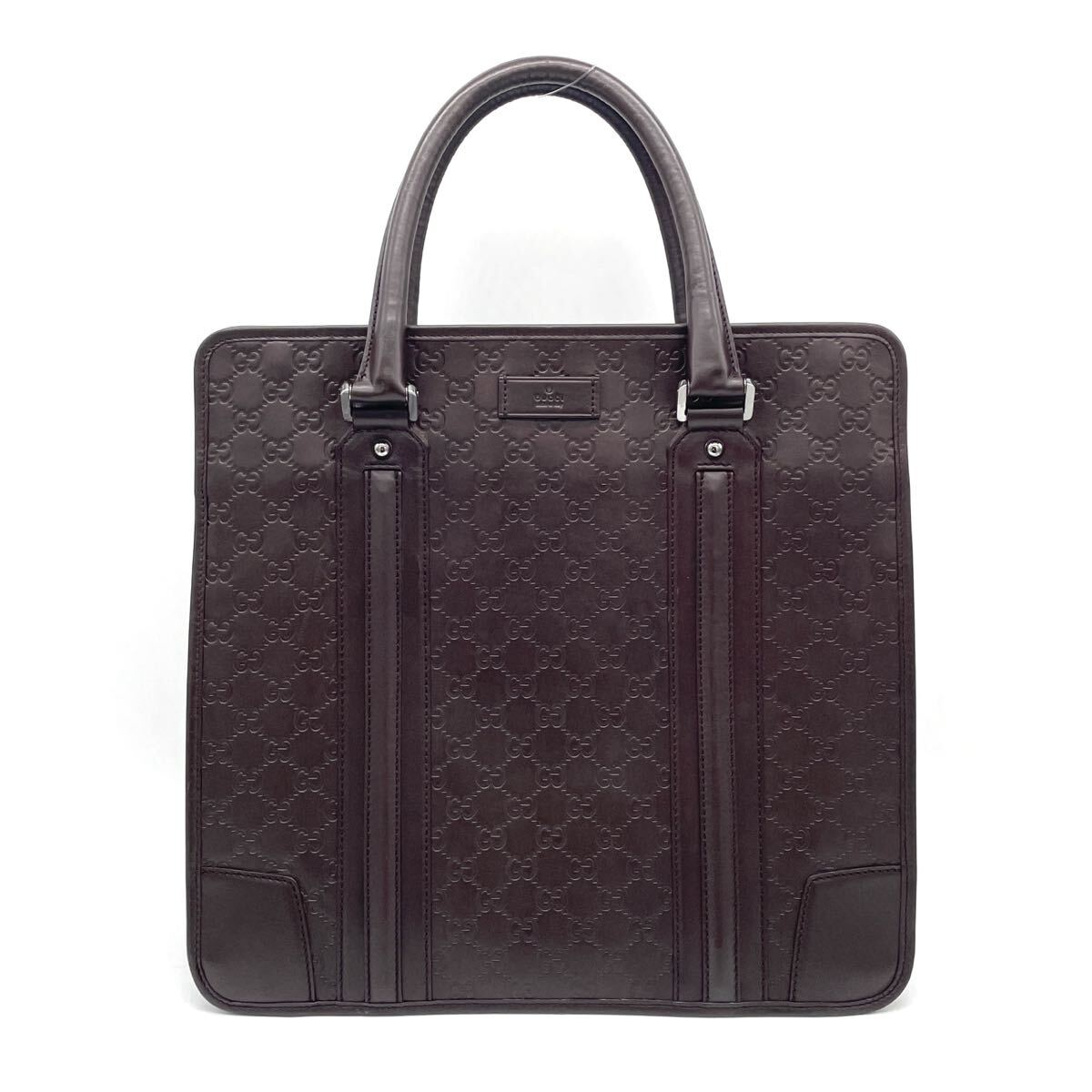 1円 極美品 GUCCI グッチ シマ GG柄 グッチシマ ブリーフケース トートバッグ ビジネスバッグ A4収納可 ブラウン 145842