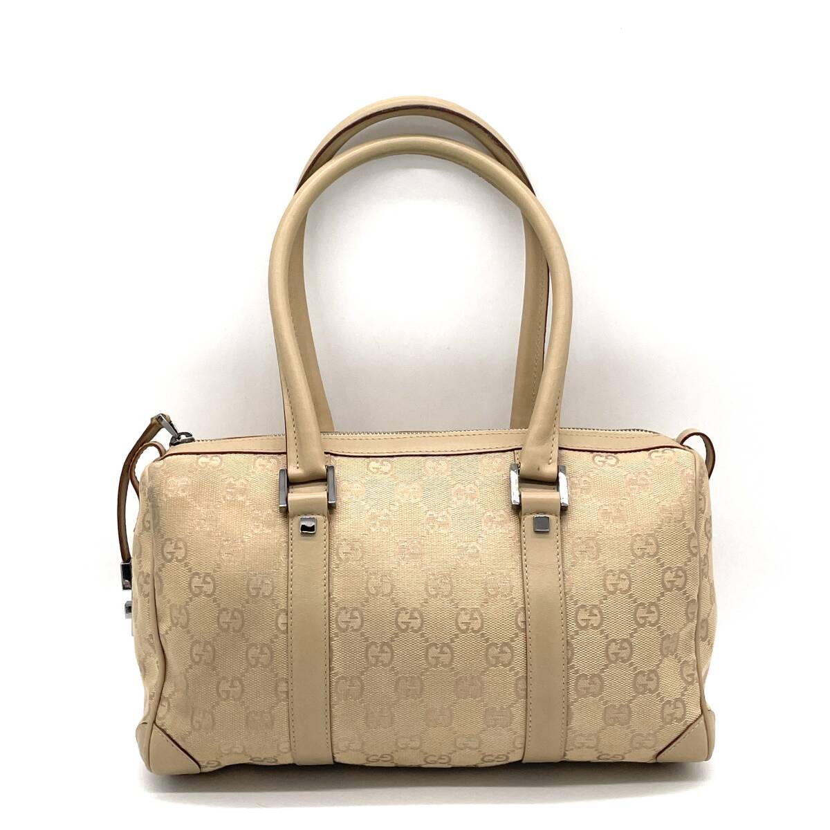 1円 良品 GUCCI グッチ GGキャンバス アビー ハンドバッグ ミニボストン ベージュ 30458