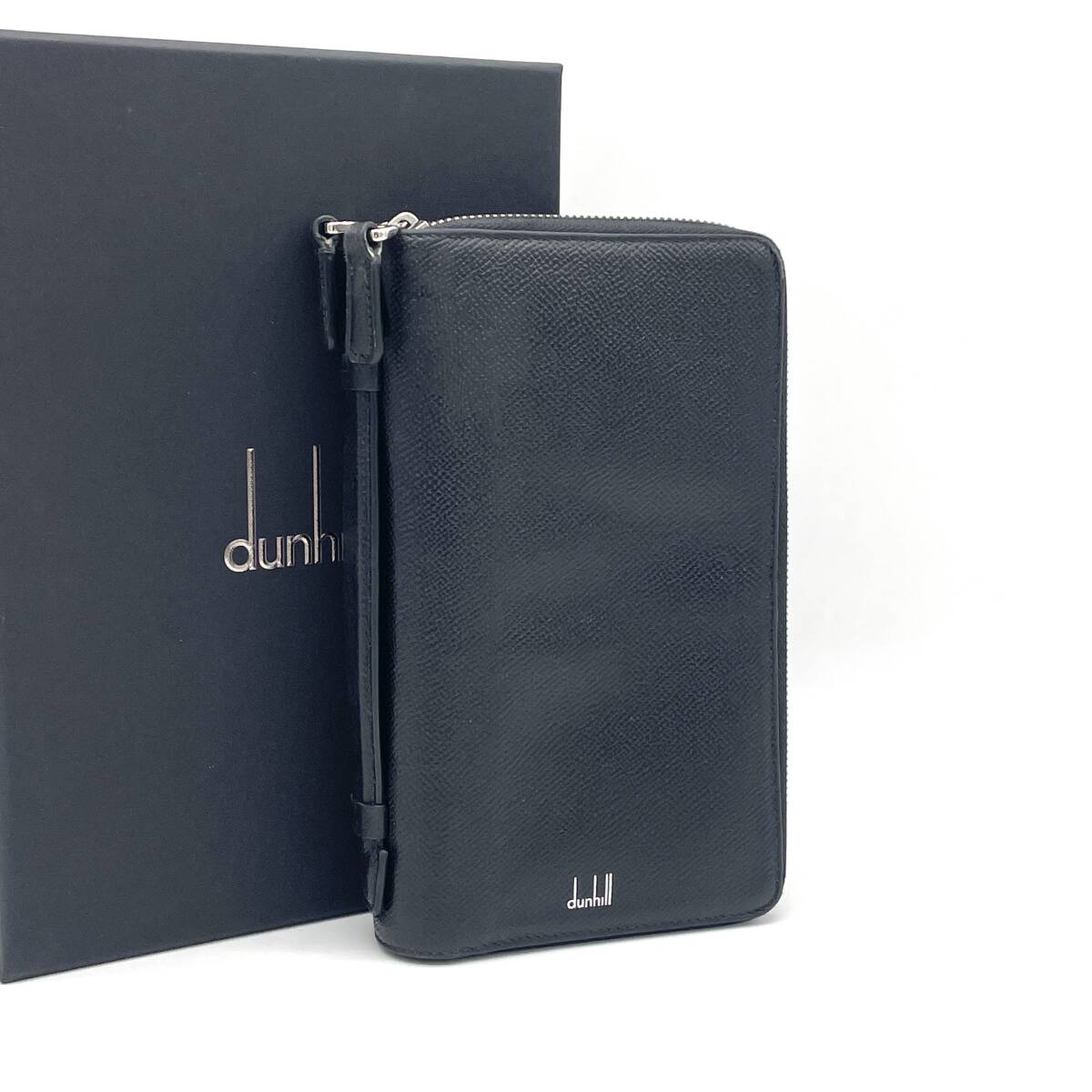 1円 dunhill ダンヒル トラベルコンパニオン ダブルジップ トラベルウォレット 財布 クラッチバッグ ブラック 18F2145CA001