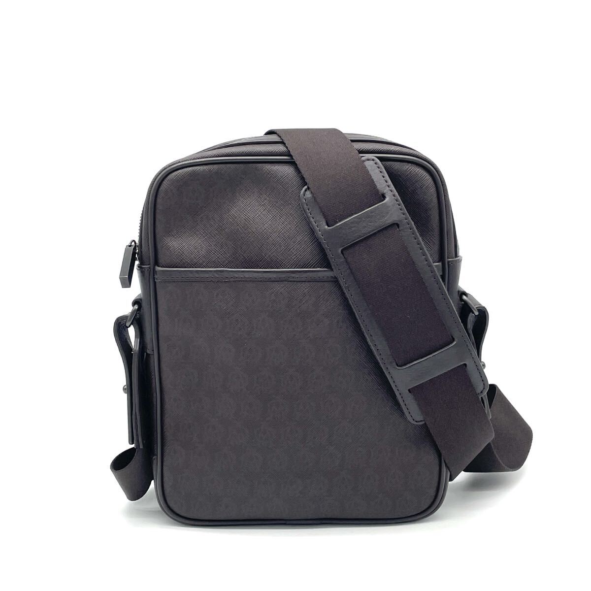 1円 美品 dunhill ダンヒル ウィンザー シグネチャー 総柄 ショルダーバッグ クロスボディ ダークブラウン L3N761B
