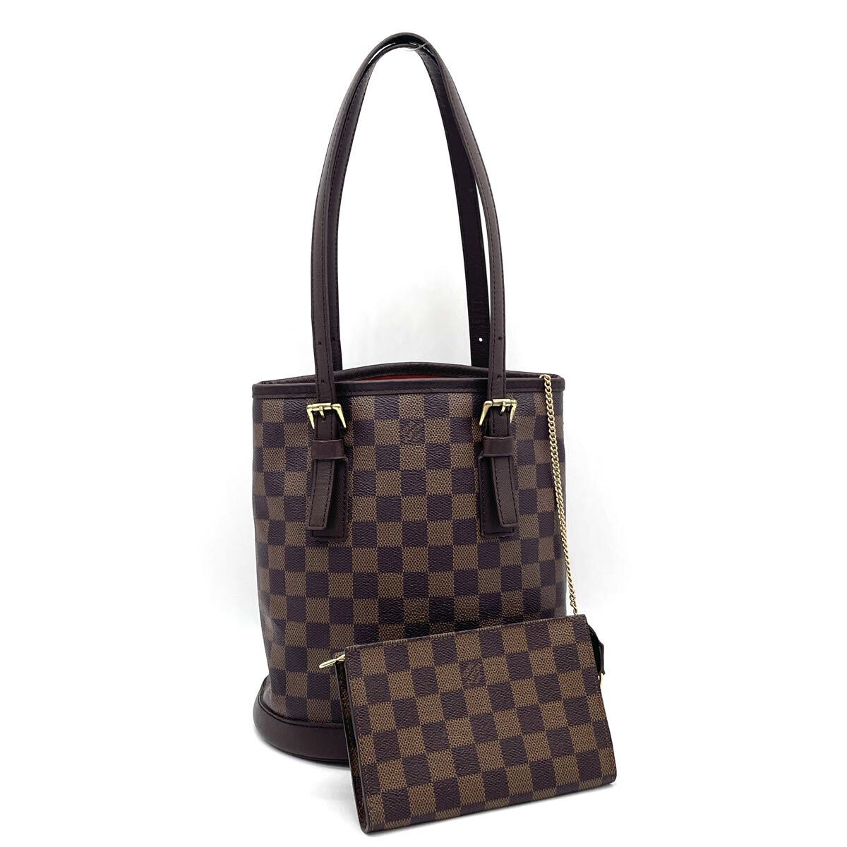 1円 良品 LOUIS VUITTON ルイヴィトン ダミエ マレ ポーチつき トートバッグ ショルダーバッグ N42240