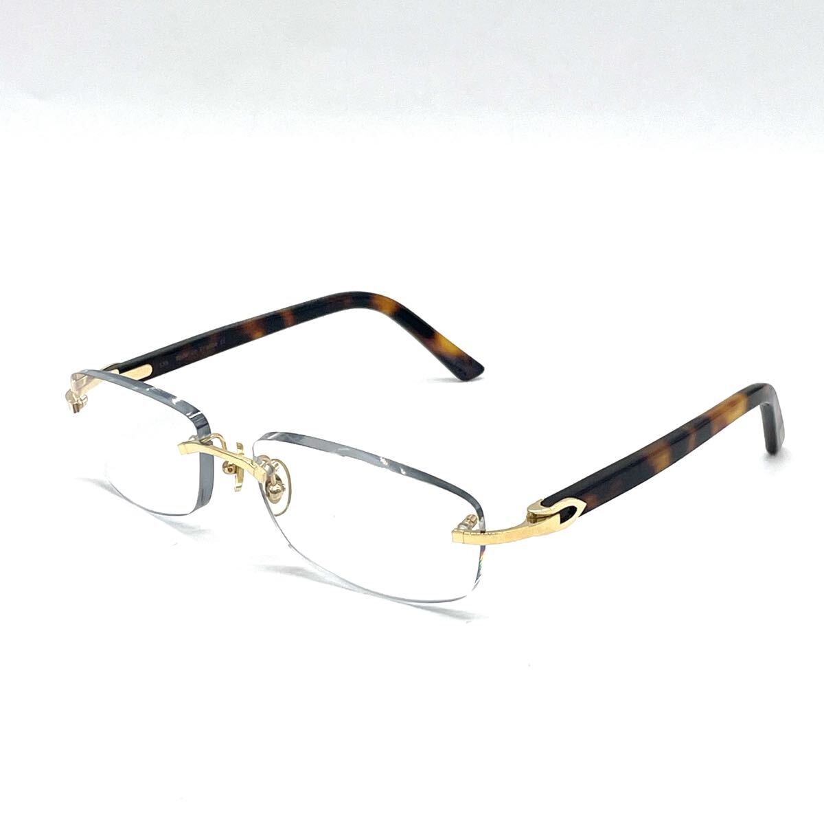 美品 Cartier カルティエ メガネ リムレス べっ甲柄 ブラウン 2283