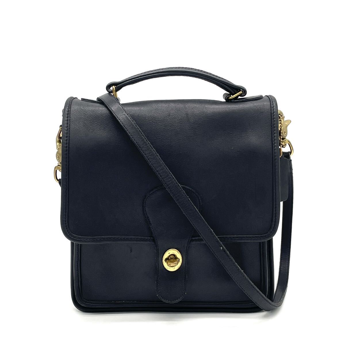 1円 美品 COACH コーチ オールドコーチ ターンロック USA アメリカ製 2WAY ショルダーバッグ ハンドバッグ ブラック 