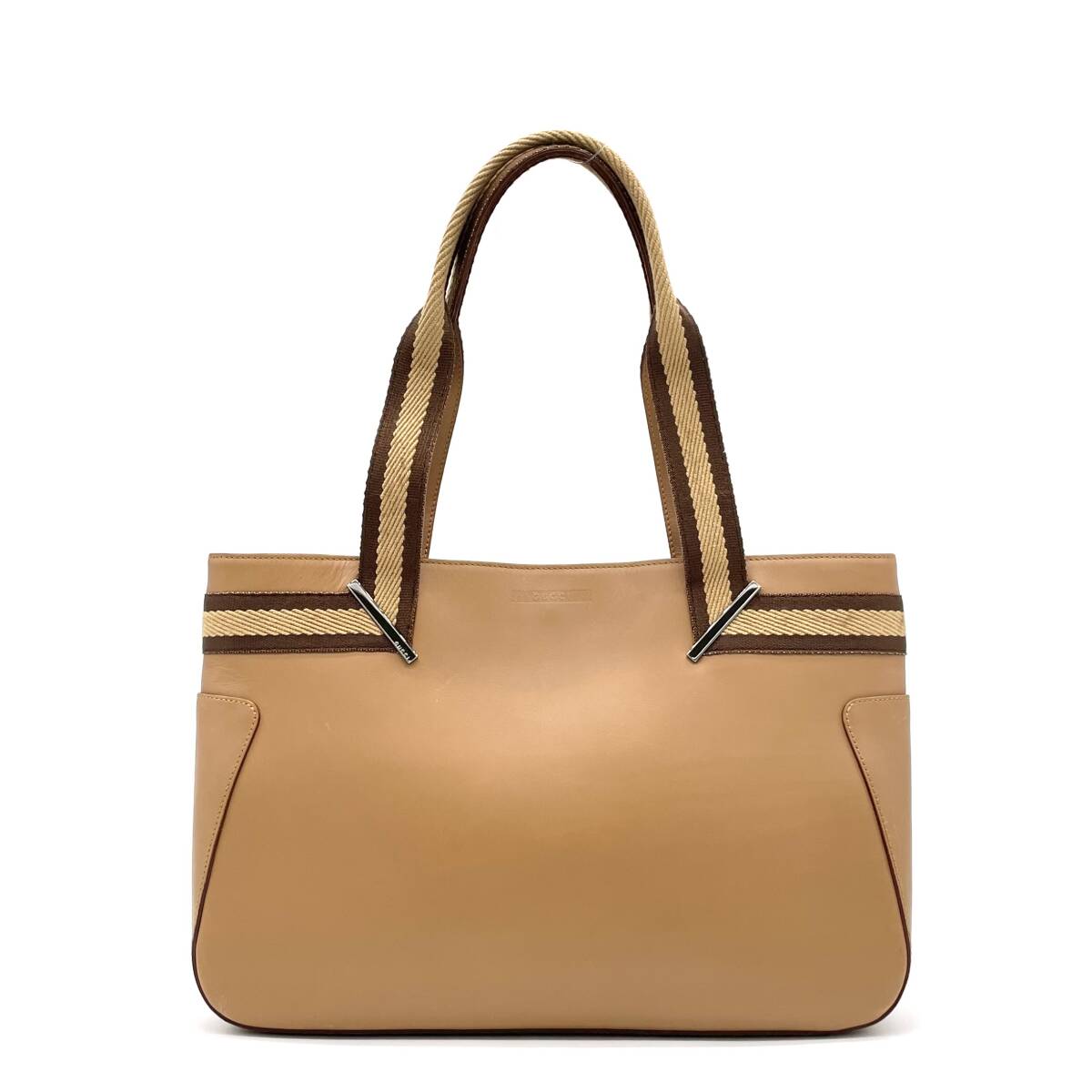 1円 美品 GUCCI グッチ シェリーライン レザー トートバッグ ハンドバッグ ブラウン 73983