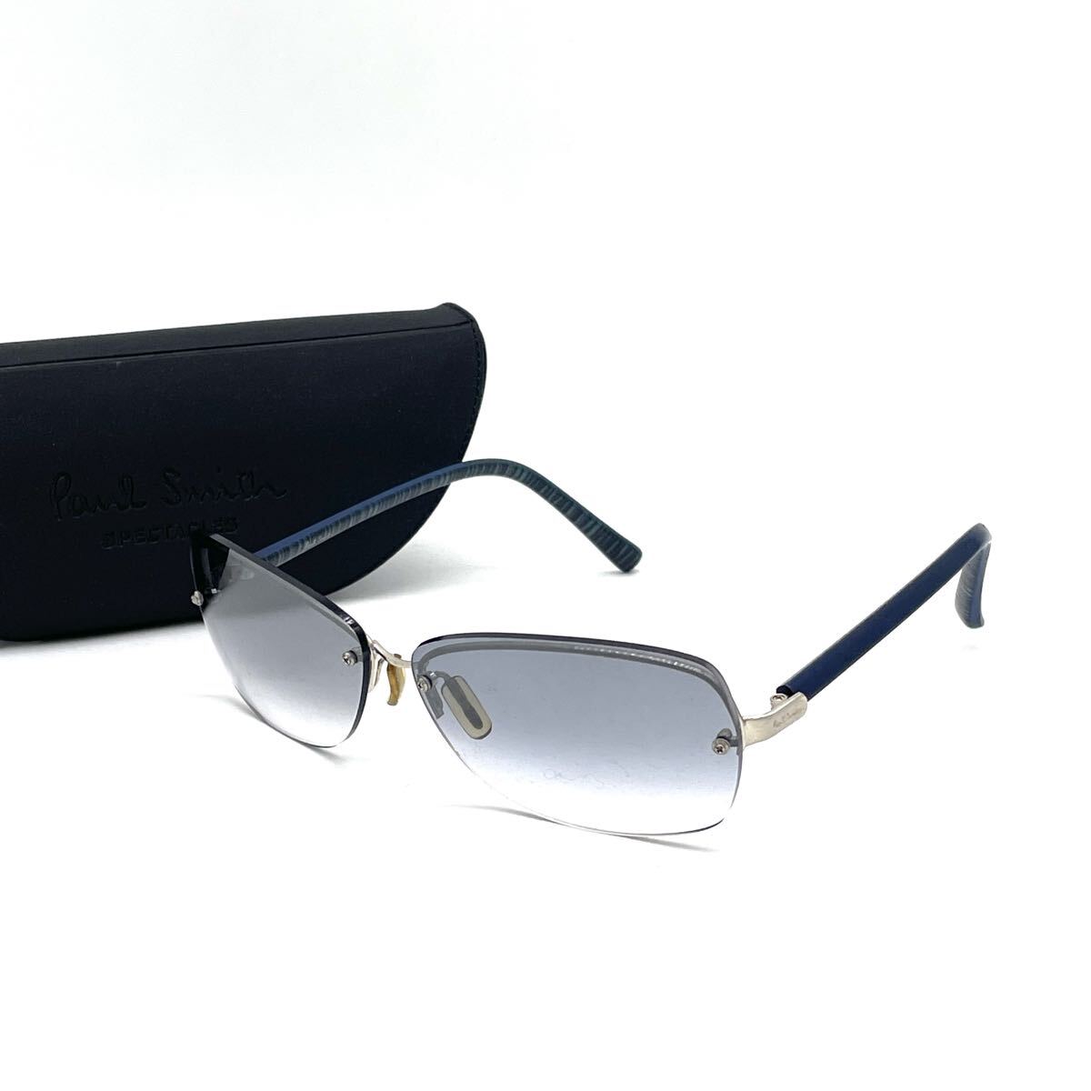 美品 Paul Smith ポールスミス サングラス スクエア PS-714 ブルー系 64□12 135 2078
