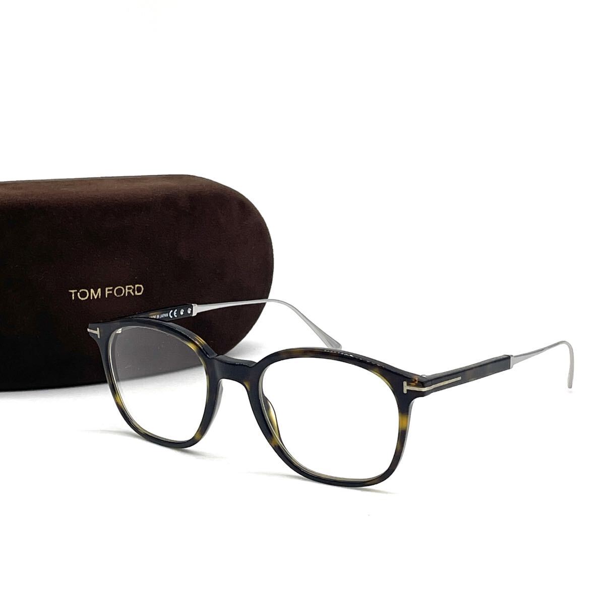 極美品 TOM FORD トムフォード メガネ サングラス ウェリントン TF5484 シルバー×べっ甲柄 50□20 145 1659