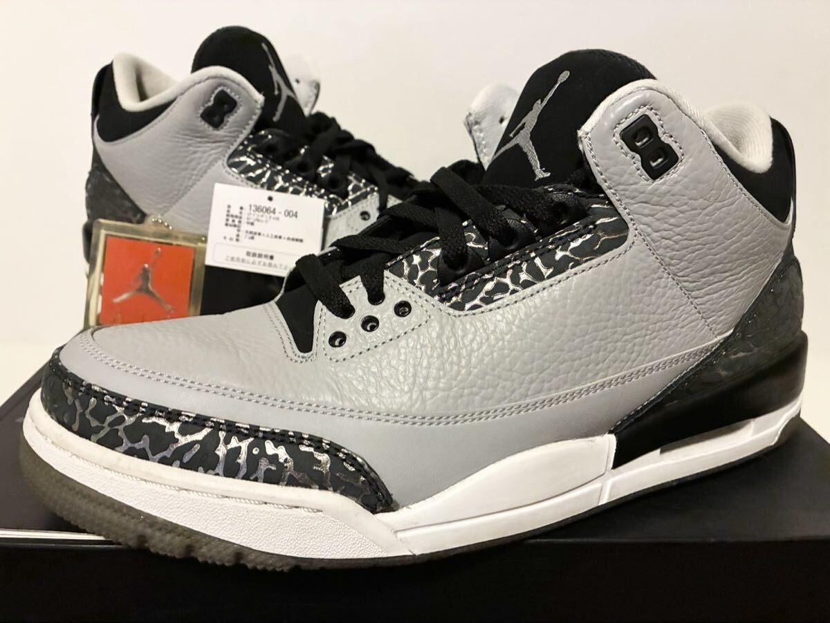 2014 NIKE AIR JORDAN 3 WOLF GREY SILVER BLACK WHITE ナイキ エア ジョーダン ウルフ グレー シルバー ブラック 29cm US11 136064-004 