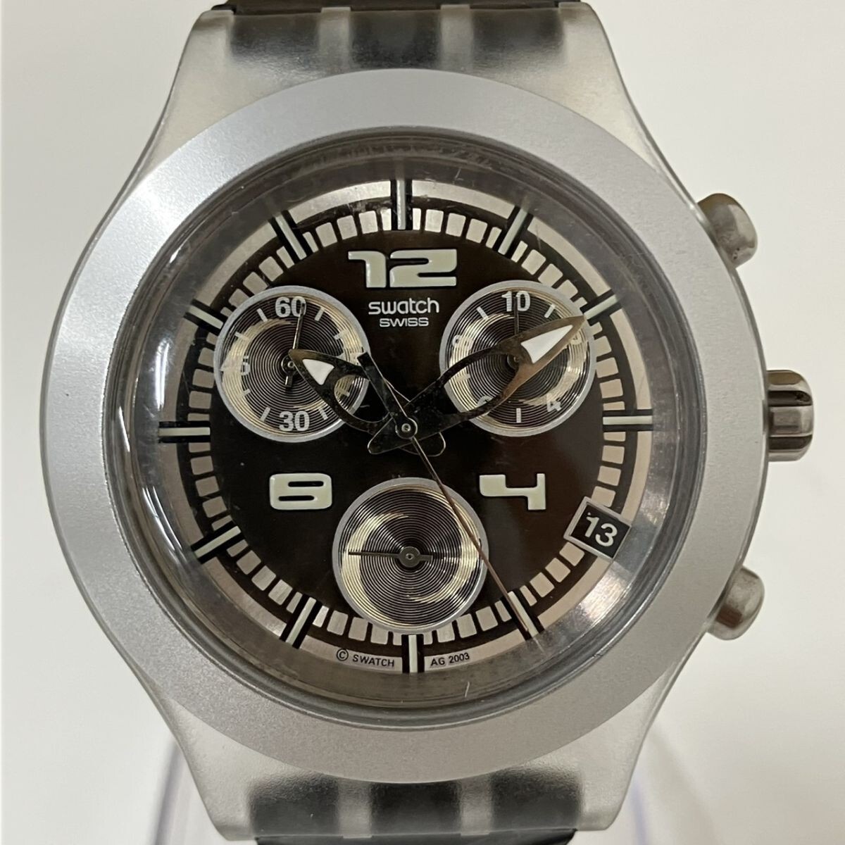 S824-SG8-2702 ◎ Swatch スウォッチ IRONY DIAPHANE CHRONO SVCK4016 アイロニー ダイアフェーン クロノグラフ デイト ブラウン文字盤 ND