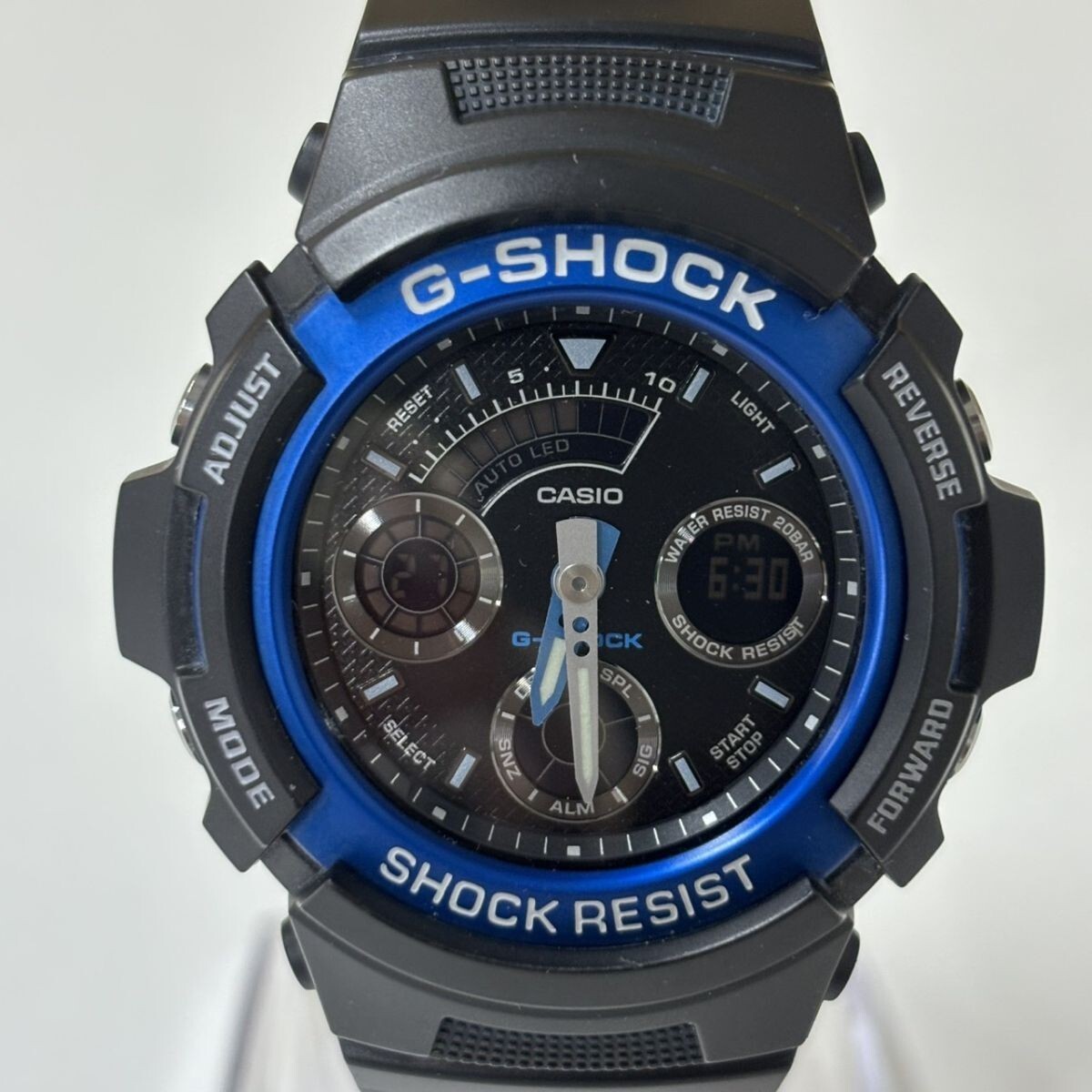 S514-NS1-44 ◎ CASIO カシオ G-SHOCK ジーショック AW-591 腕時計 クォーツ アナデジ ブルーアルミベゼル 20気圧防水 メンズ 稼働 NB