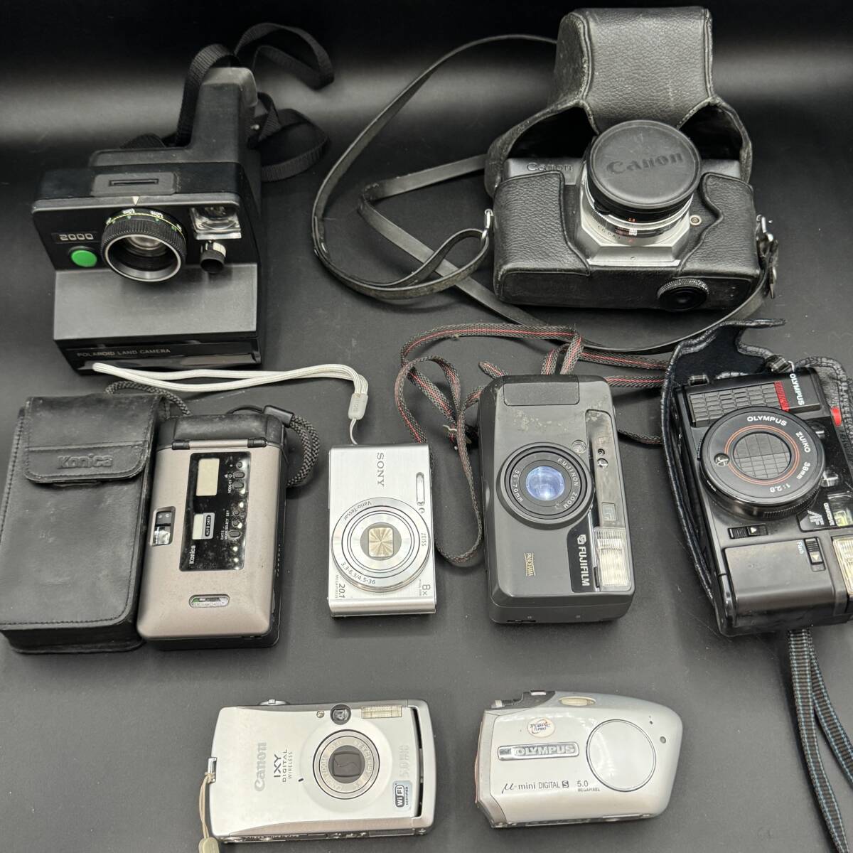 現状品【カメラ】　デジカメ　フィルムカメラ　ポラロイド　Konica　SONY　Canon　IXY　まとめ　８点