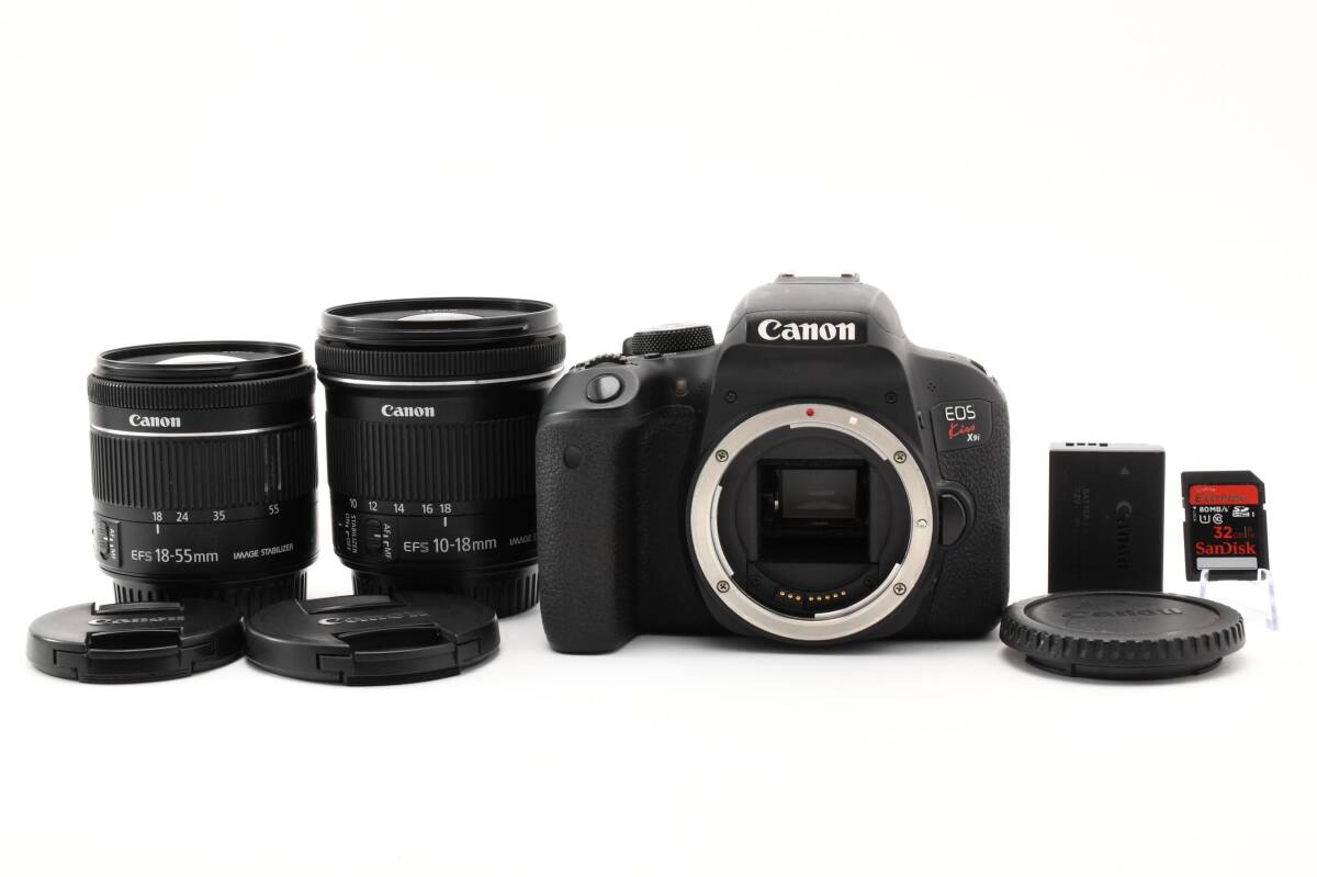 【美品/動作確認済】 Canon キヤノン EOS Kiss X9i + EF-S 18-55mm IS STM / EF-S 10-18mm IS STM 広角レンズ付き デジタル一眼レフ