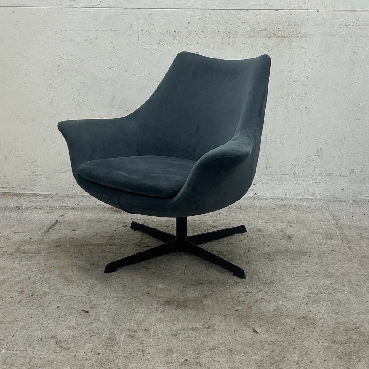 モデルルーム展示品 ラウンジチェア 回転式 ハイバック シングルソファ /D6494