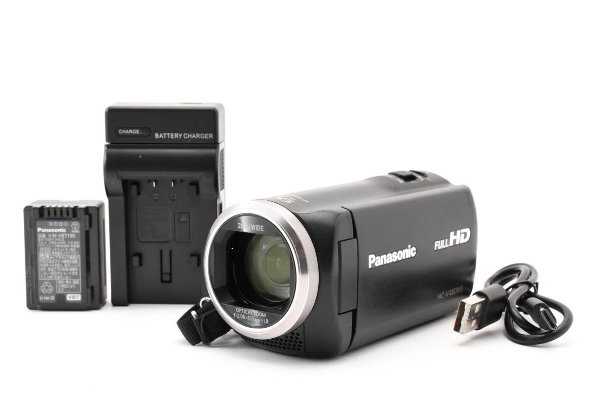 【美品】Panasonic パナソニック HC-V480MS ビデオカメラ 90倍ズーム #3005452