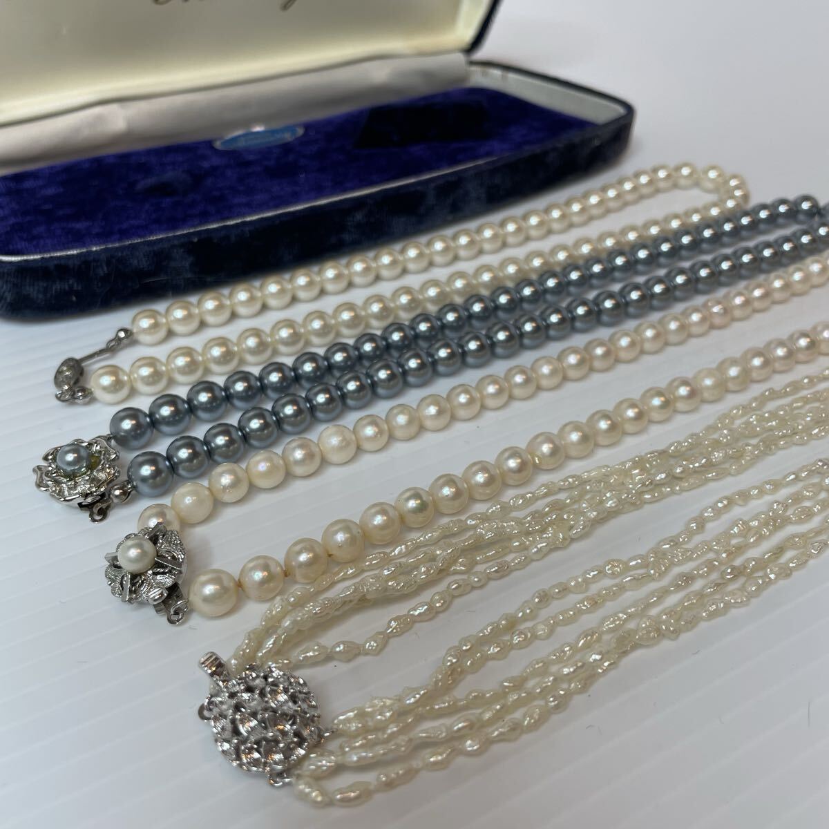 【豪華】本真珠 パール ネックレス 4点 セット SILVER 刻印あり 淡水真珠 バロックパール アクセサリー まとめて まとめ売り 大量 真珠