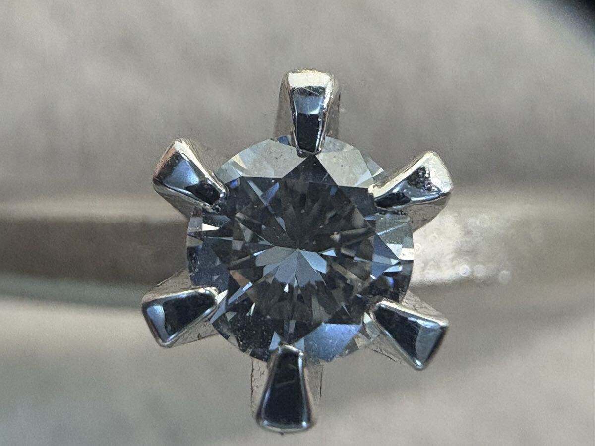 6A11 Pt900 天然ダイヤモンド0.29ct 立爪リング 総重量約5.1g 白金 中央宝石鑑定書付き
