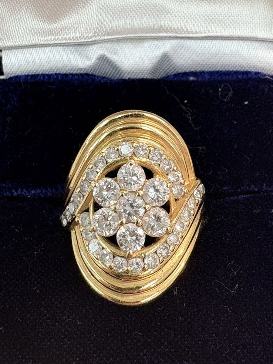 6M05 K18 ダイヤ リング 指輪 総重量約16.5g 1.12ct 0.88ct デザイン ゴールド アクセサリー ジュエリー 金 