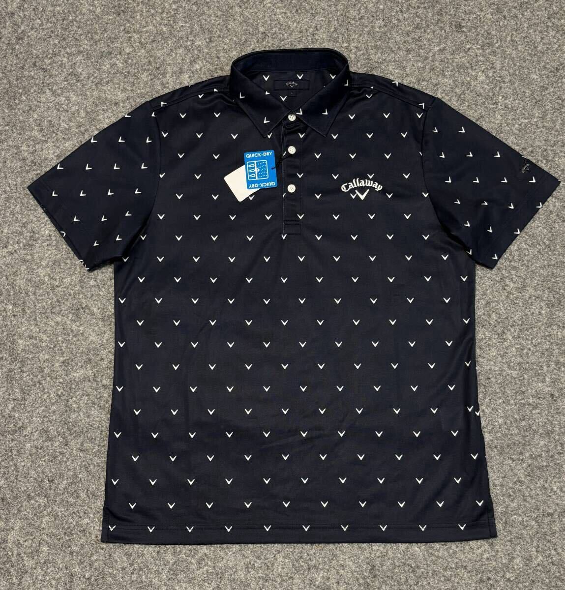 送料185円～◇新品◇Callaway キャロウェイ ゴルフ◇Lサイズ◇QUICK-DRY 半袖ポロシャツ◇ネイビー