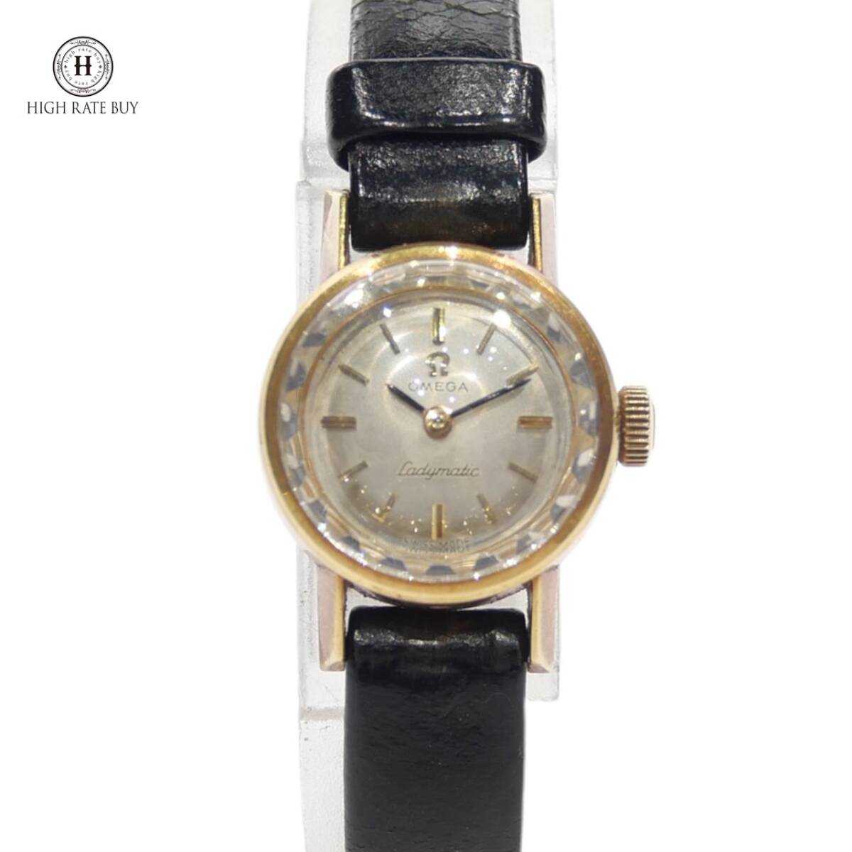 1円スタート 稼働品 OMEGA オメガ Ladymatic レディマチック 手巻き 機械式 ラウンド カットガラス 2針 シルバー文字盤 レディース 腕時計