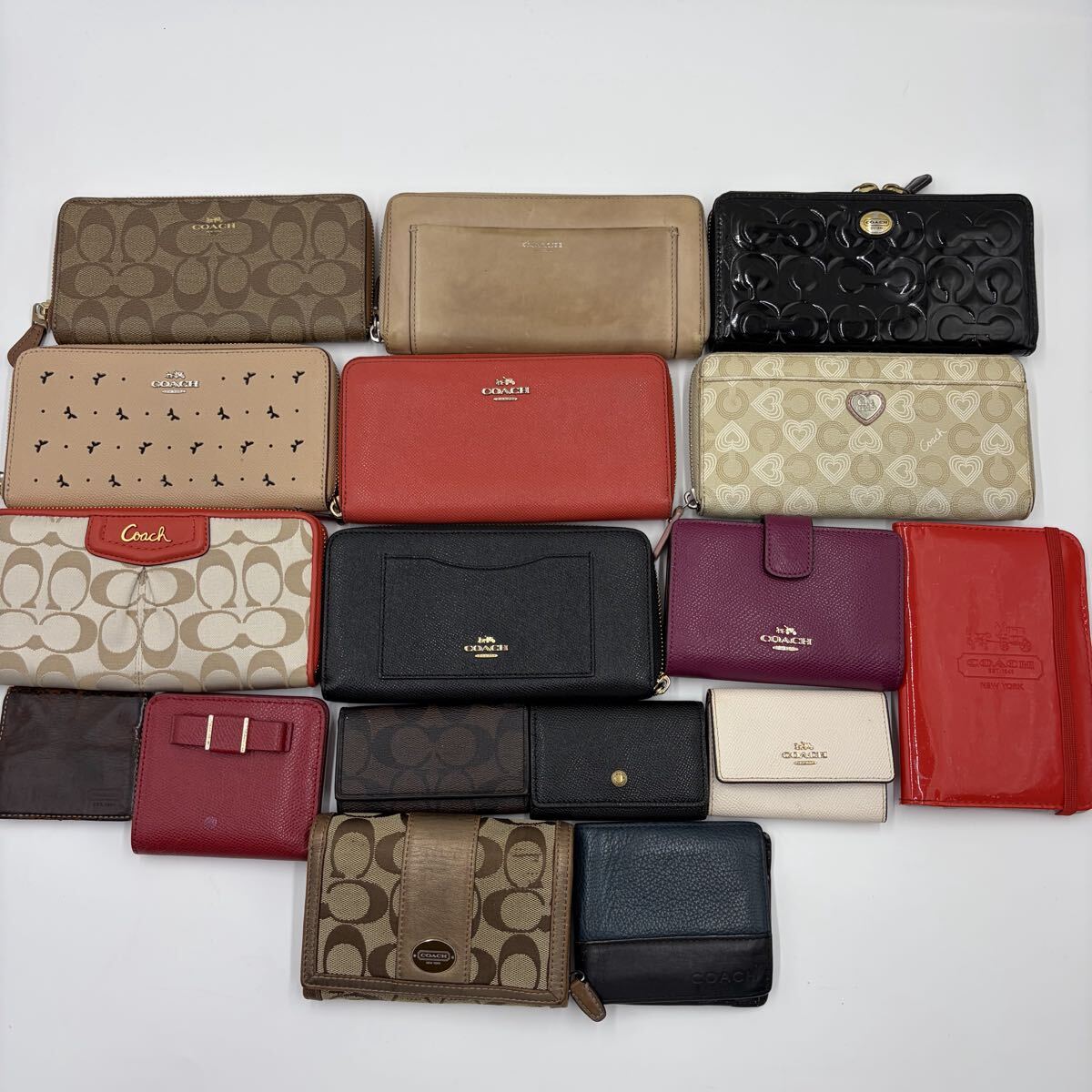 1円～ COACH コーチ 財布 ウォレット ラウンドファスナー キーケース シグネチャー キャンバス レザー 17点セット まとめ売り