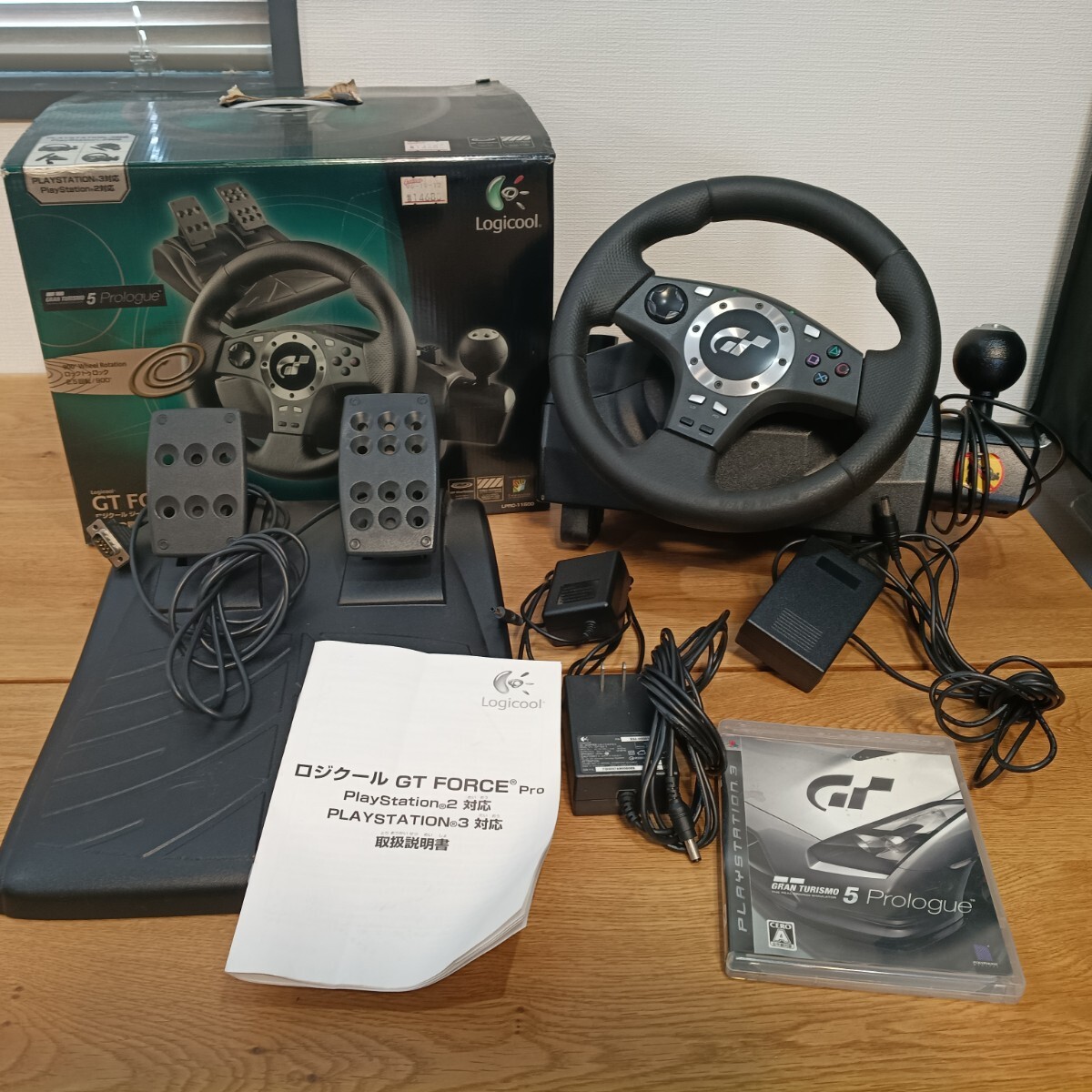 8-11 Logicool GT FORCE Pro LPRC-11000 ハンドルコントローラー PS2 PS3対応 GT5プロローグ付 動作未確認 現状品