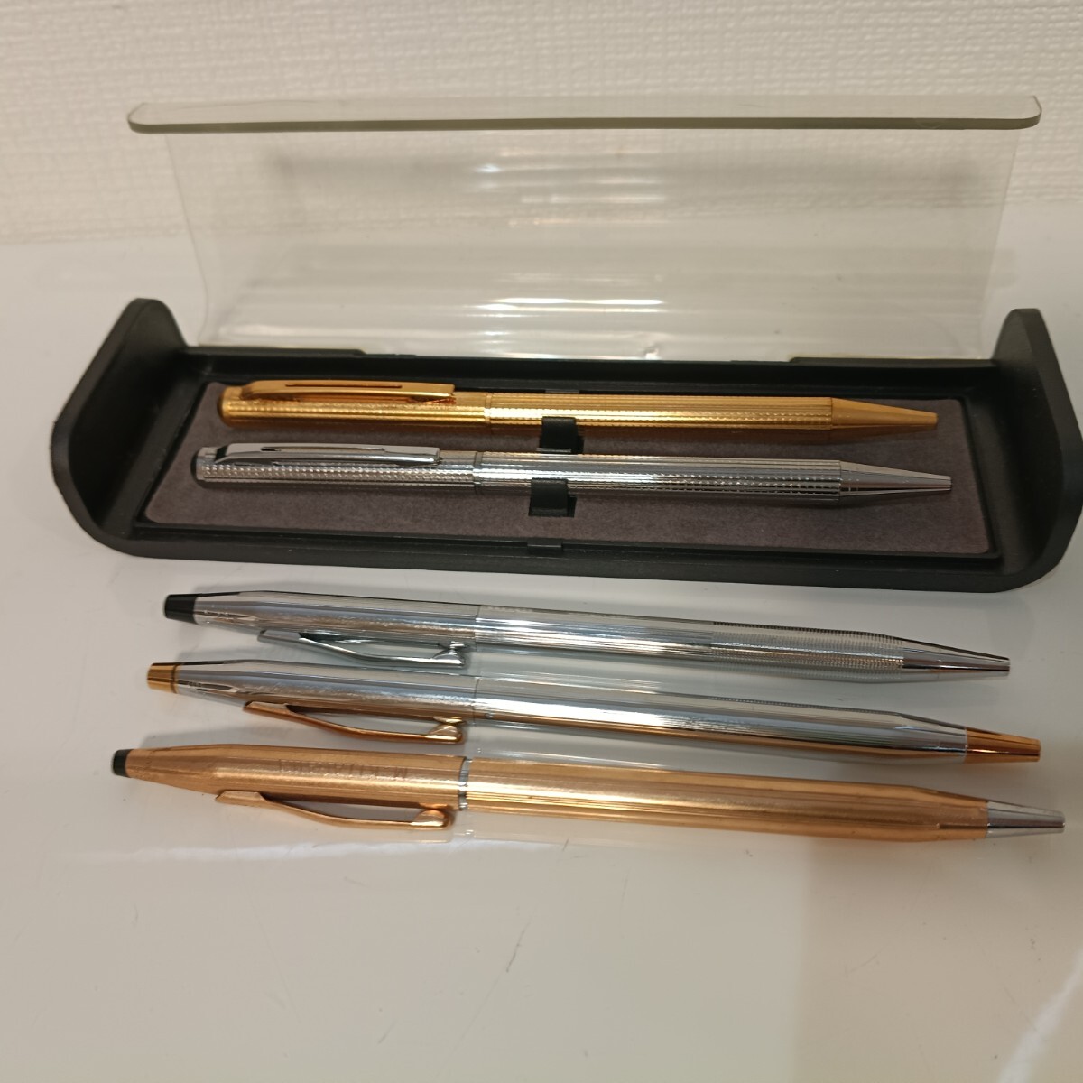 8-14 CROSS クロス ボールペン 5本セット 1/20 14KT GOLD FILLED含む ゴールド シルバー ケース付 筆記具 中古 現状品