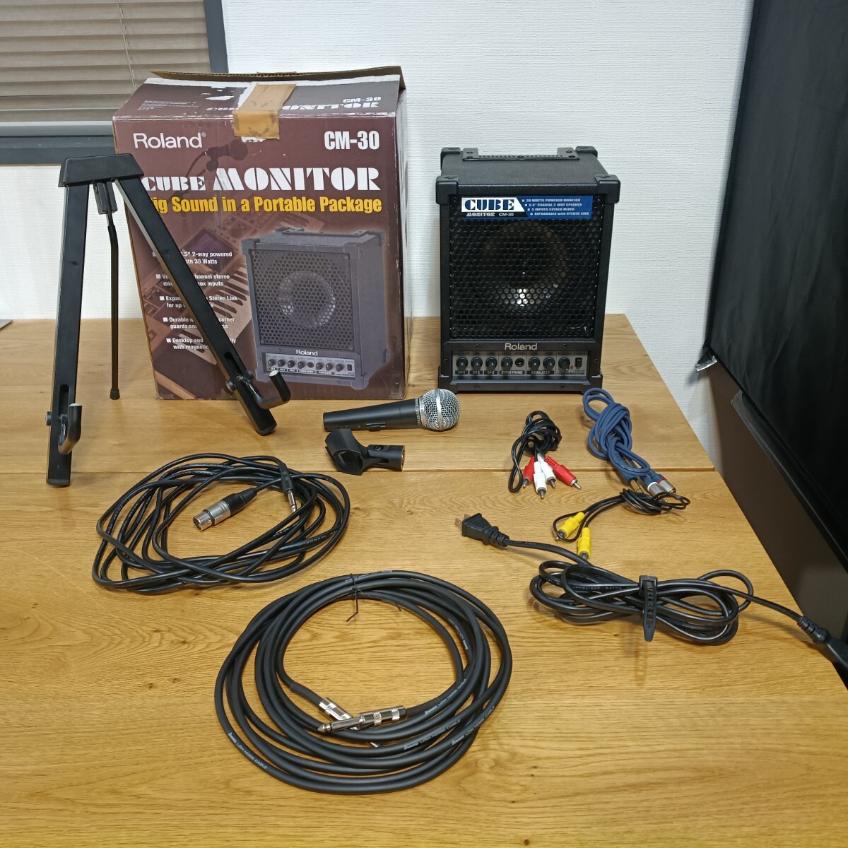 KIN-F2 Roland CUBE MONITOR CM-30 モニターアンプ ギター マイクセット 動作確認済 シールド付 Roland Cube Monitor