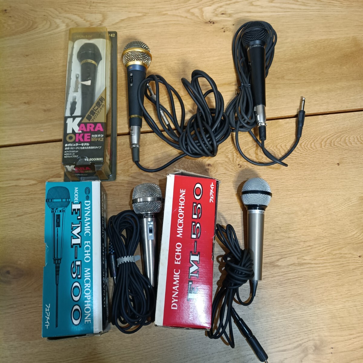 8-23 マイク 5本まとめ Victor FM-500 FM-550 TM-770 DM-70 カラオケマイク ダイナミックマイク 箱付有 現状品