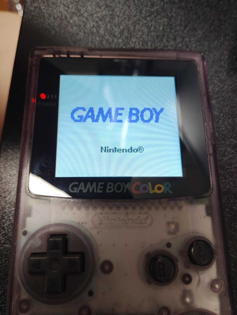 【中古】【動作品】任天堂 ゲームボーイカラー クリアパープル 本体 AGB-001 アンプ搭載+IPS液晶換装品