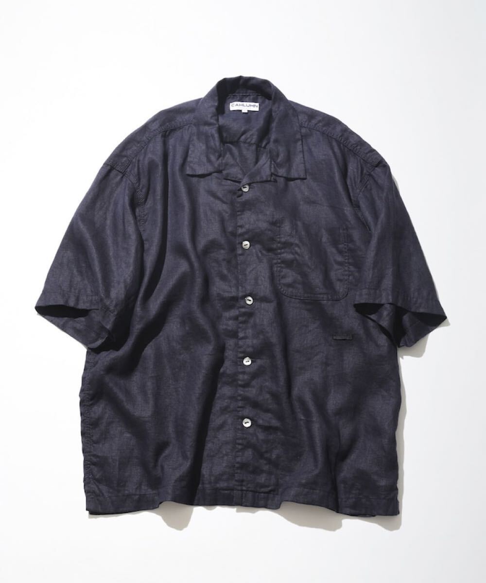 カウラムLinen Open Collar Short Sleeve Shirt