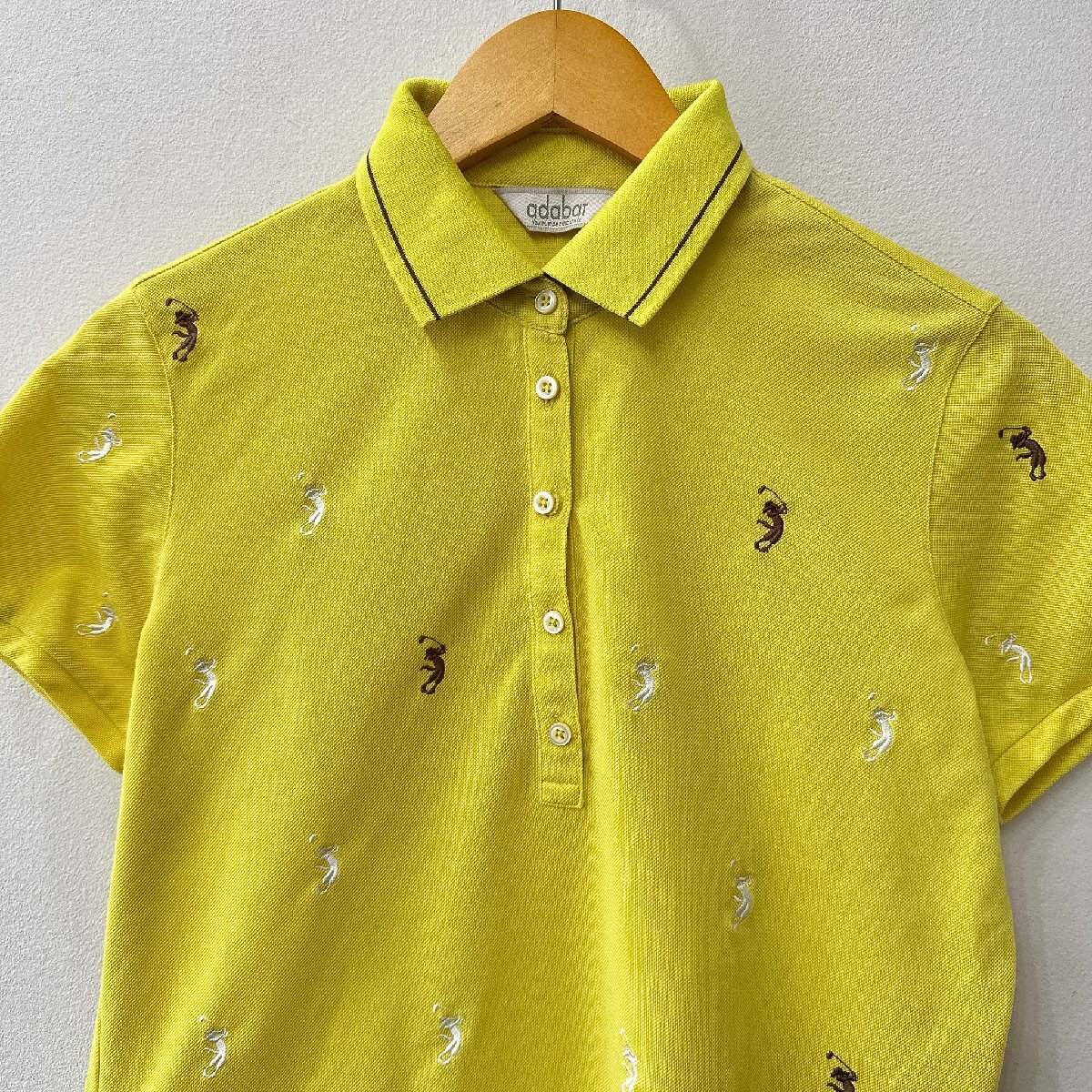 adabat アダバット ゴルファー 総柄刺繍 半袖ポロシャツ サイズ 不明 /イエロー系 レディース ゴルフ スポーツ 古着 ワールド
