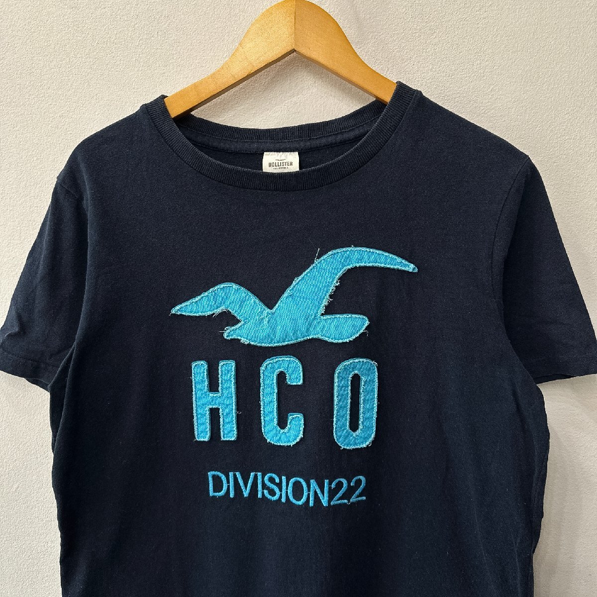 HOLLISTER ホリスター デカロゴ アップリケ 半袖Tシャツ サイズ L /ネイビー系 メンズ アメカジ サーフ カリフォルニア