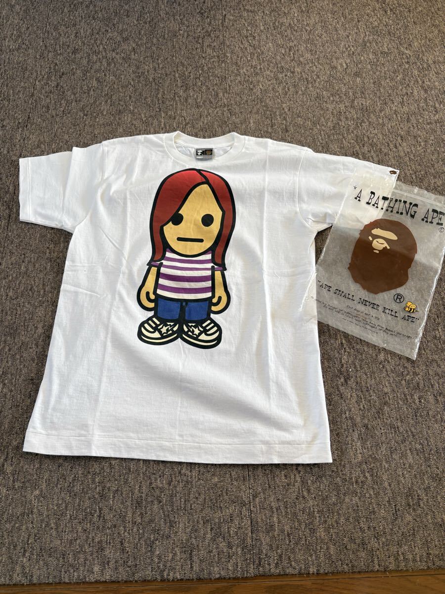 【希少アーカイブ】A BATHING APE イデオグラフタグ キャラクター Tシャツ Lサイズ ホワイト エイプ NIGO期 ヴィンテージ 日本製
