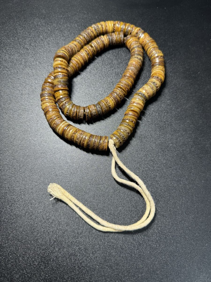  チベット密教 頭蓋骨法器 カパーラ念珠 108玉 数珠 ブレスレット 念珠 お守り 厄除け 遺品整理 旧家蔵出し 仏珠 数珠