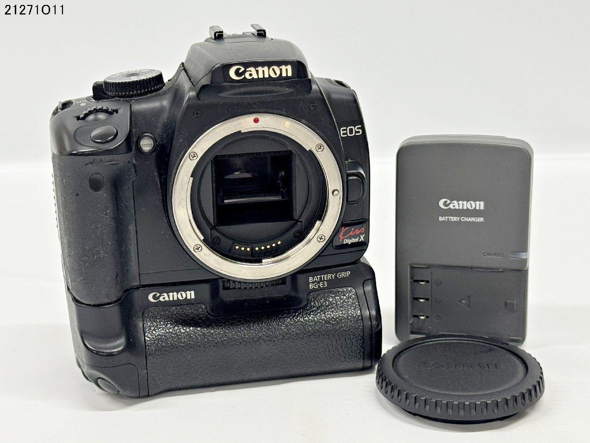シャッターOK Canon キャノン EOS Kiss Digital X イオス 一眼レフ デジタルカメラ ボディ BG-E3 バッテリーグリップ 21271O11-7