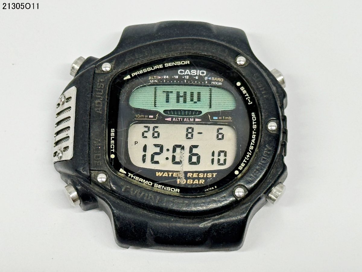 稼働品 CASIO カシオ ALT-6000 クォーツ デジタル ツインセンサー ALTI-THERMO 気温・気圧・高度計 腕時計 電池交換済 21305O11-19