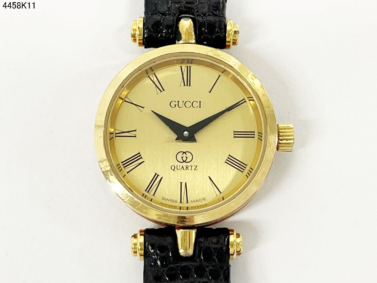 GUCCI グッチ シェリーライン GG クォーツ 2針 ゴールド文字盤 レディース 腕時計 純正尾錠 4458K11-15
