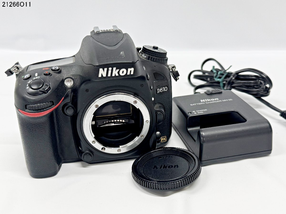 Nikon ニコン D610 一眼レフ デジタルカメラ ボディ バッテリー有 MH-25 バッテリーチャージャー付 通電可能 ジャンク 21266O11-7