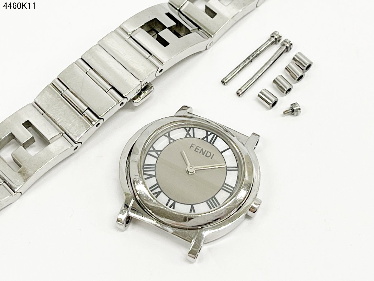 稼働品 FENDI フェンディ orologi オロロジ 003-6100L-361 クォーツ 2針 シルバー レディース 腕時計 パーツ 電池交換済 4460K11-15