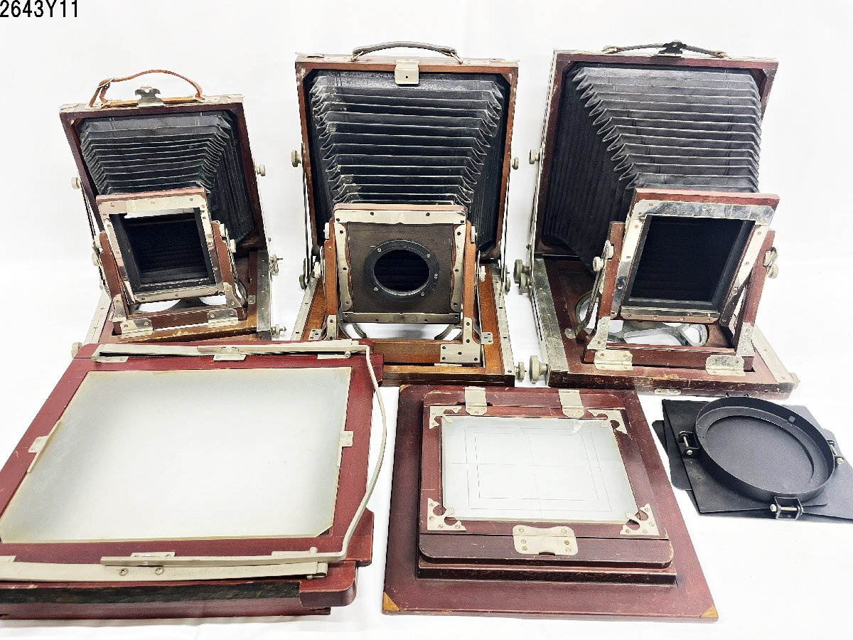 木製 大判 カメラ ボディ 蛇腹 八つ切り キャビネ 8×10 アクセサリー アンティーク まとめ売り 2643Y11.